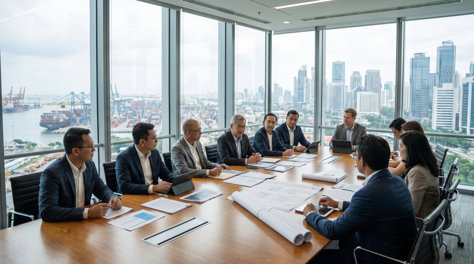 Executive team planning governance funding and expansion for an Indonesian company