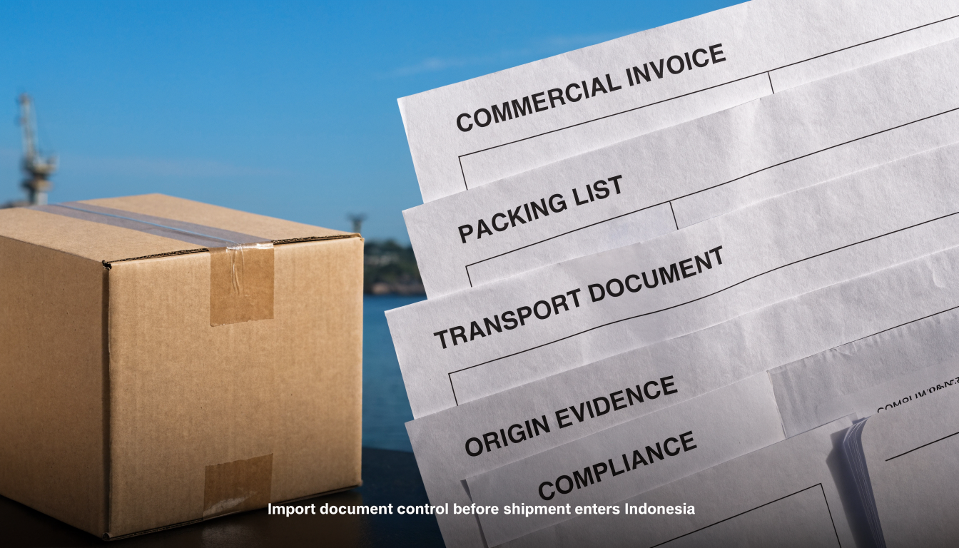 Import documentation control before a shipment enters Indonesia