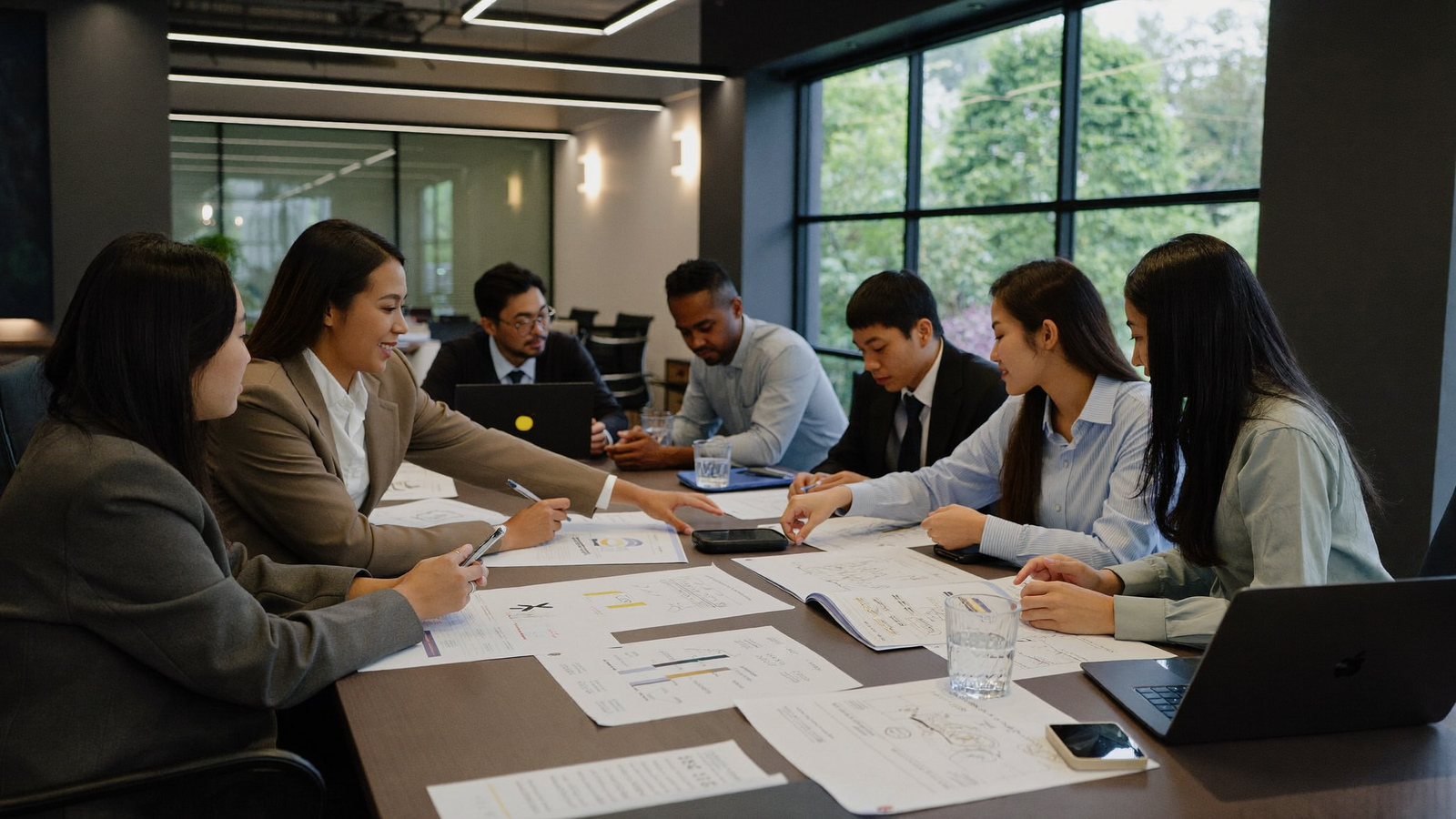 Cross-functional business team coordinating an Indonesia licensing and operating plan