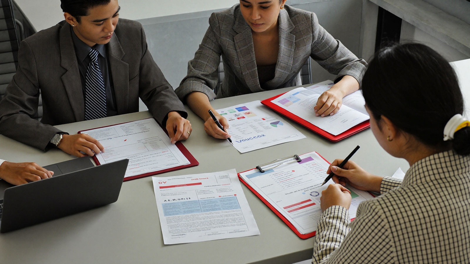 Indonesian specialists and a foreign investor reviewing a market entry strategy