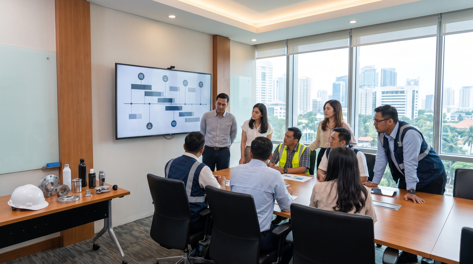 Compliance team organizing documents for an Indonesia OSS application