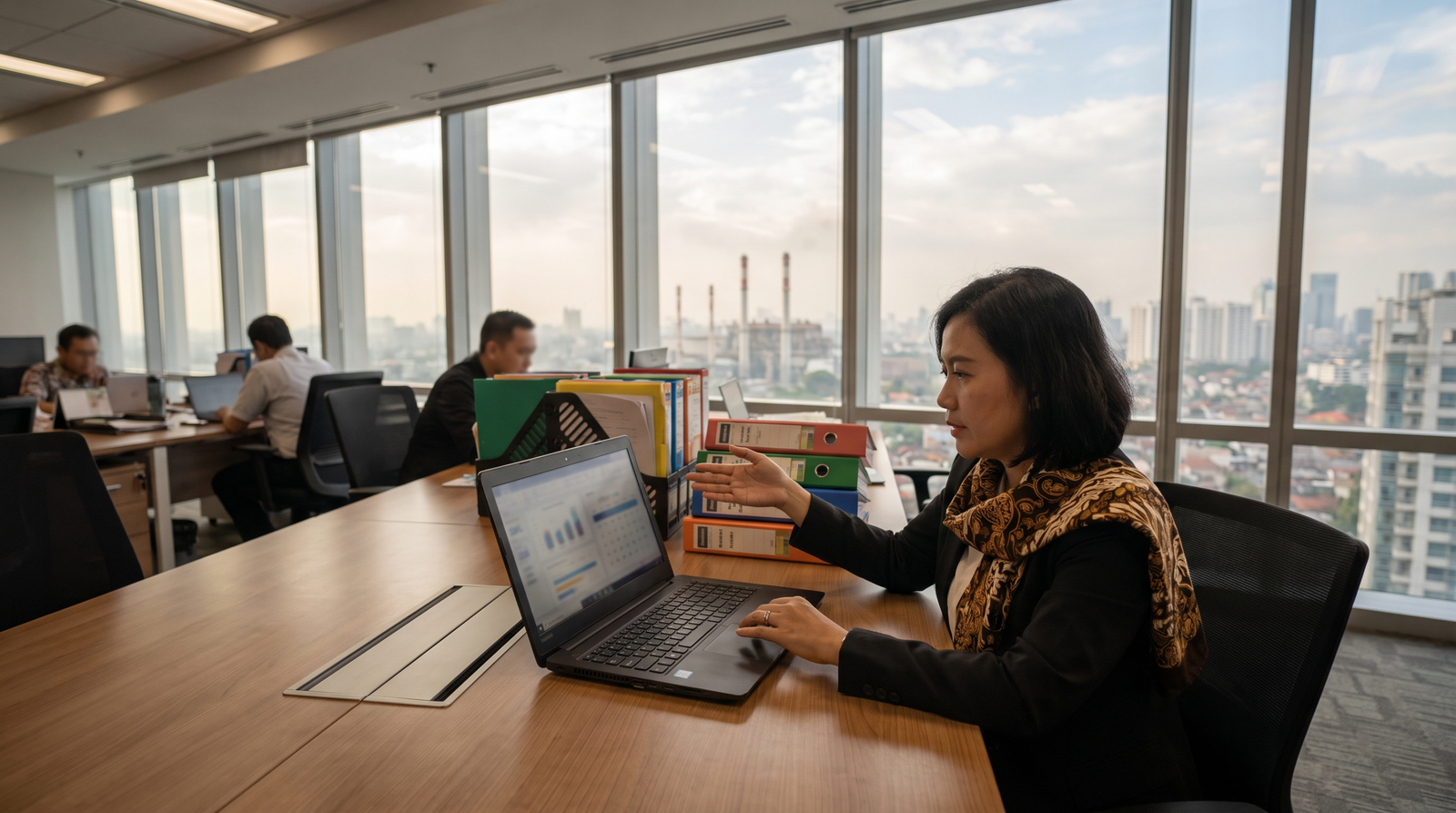 Compliance manager reviewing ongoing Indonesian business licensing obligations