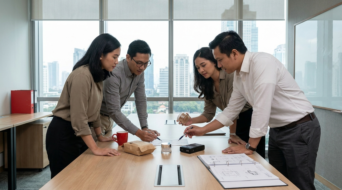 Compliance team classifying food, cosmetics and electrical products for the Indonesian market