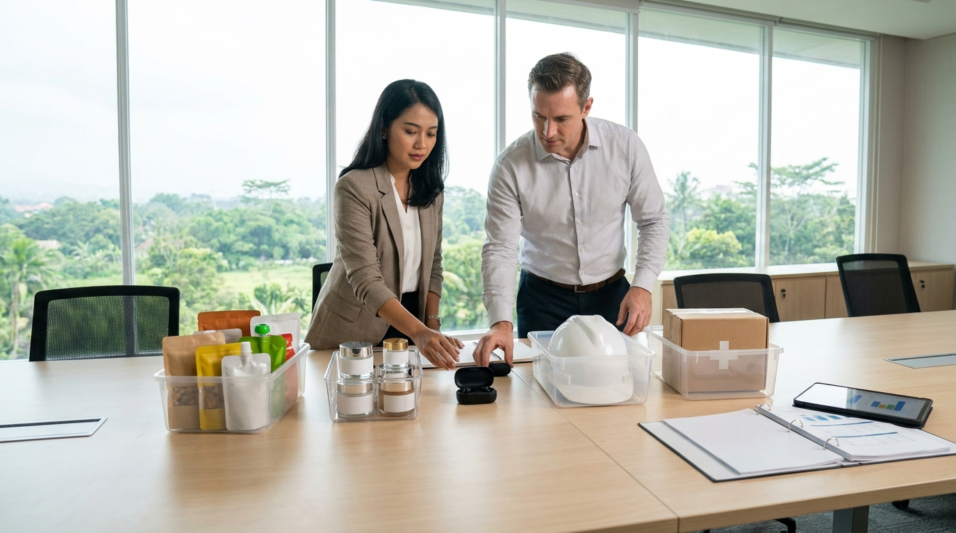 Professionals classifying consumer products for registration in Indonesia