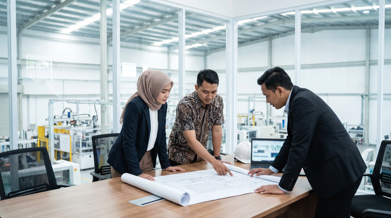 Operations and compliance team assessing an Indonesian industrial project site