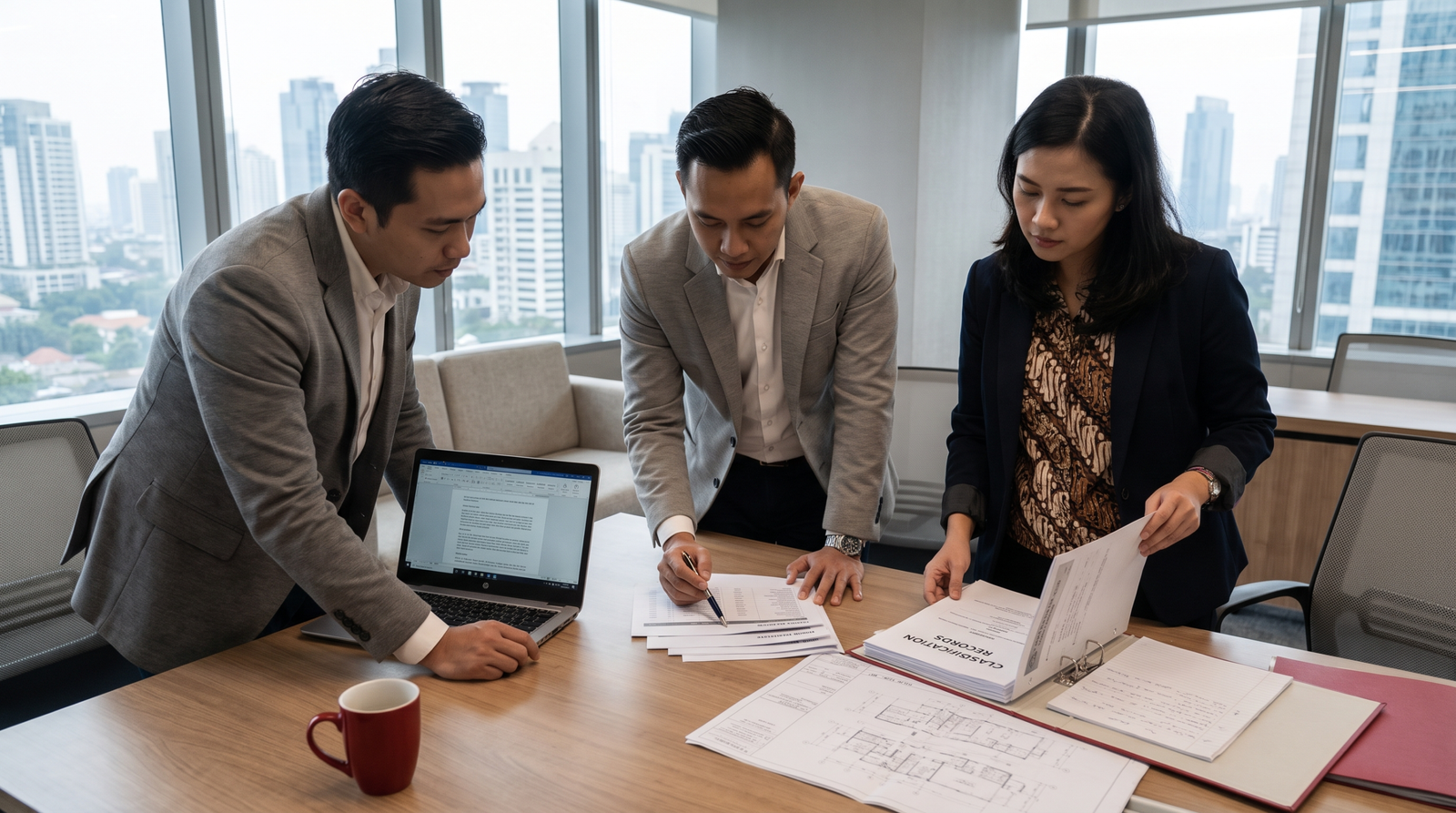 Corporate team reviewing KBLI 2025 classifications for an Indonesian business