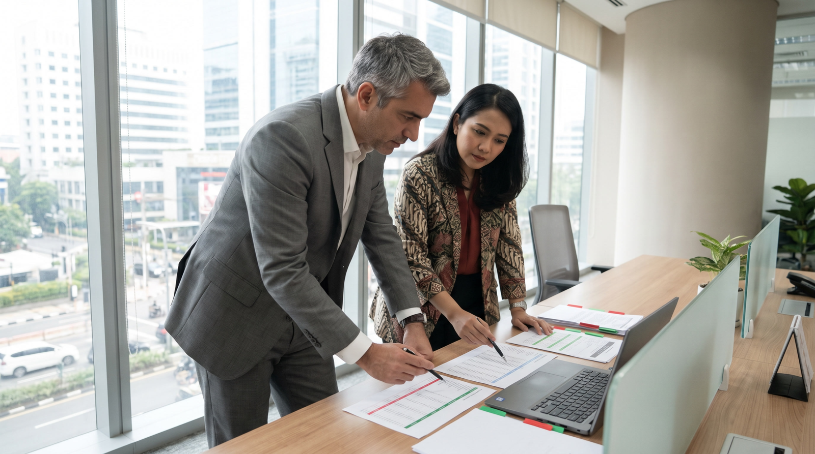 Foreign investor and Indonesian compliance adviser comparing business activity descriptions