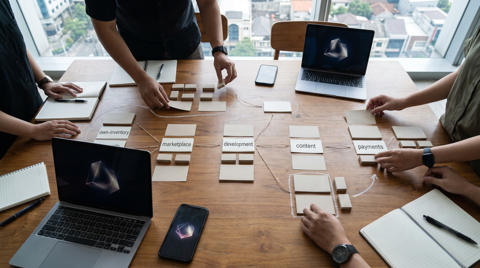 Team mapping own-inventory retail, marketplace, software, content, and payment activities for KBLI selection