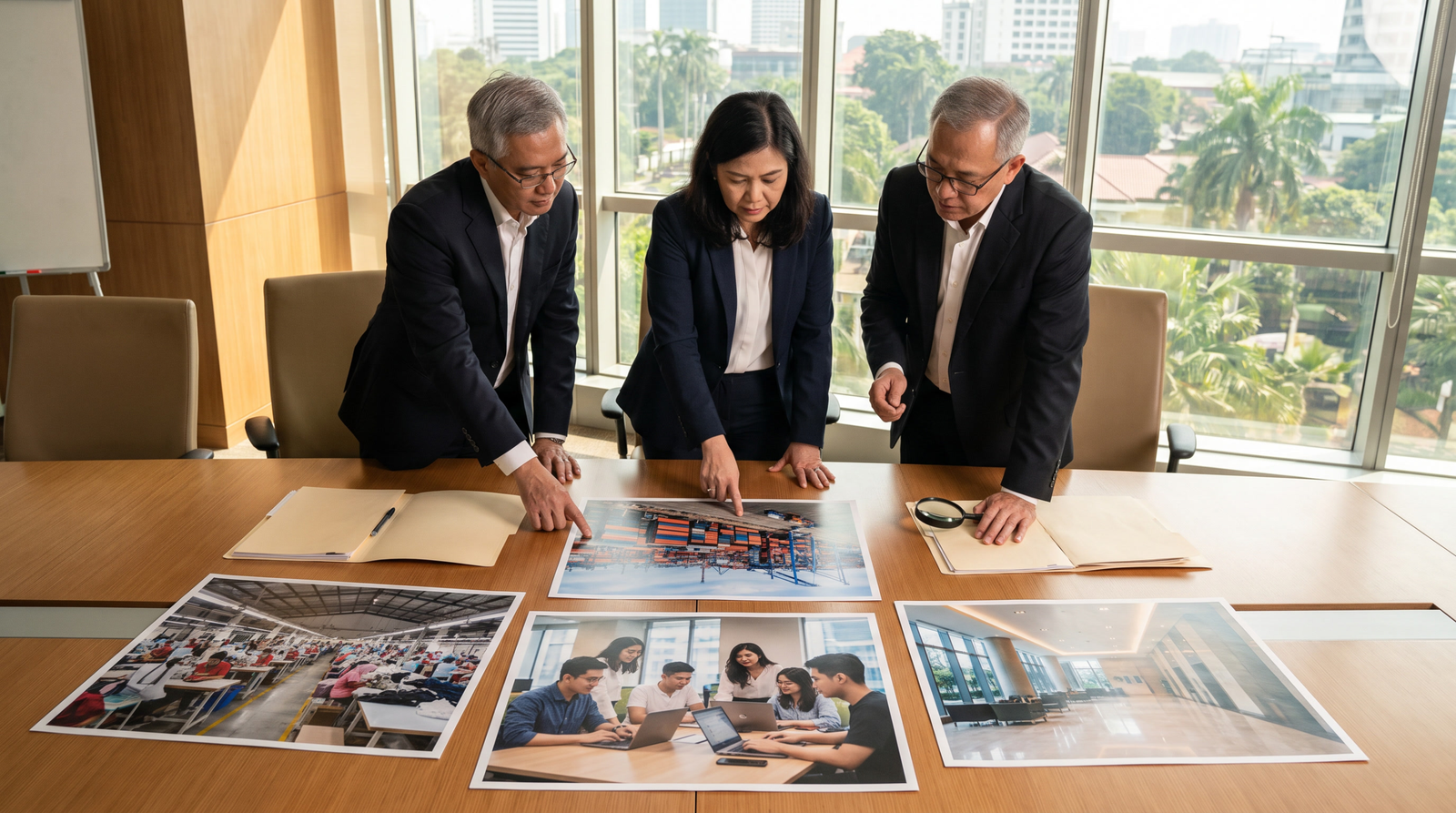 Advisers reviewing several Indonesian business activity and operating model references