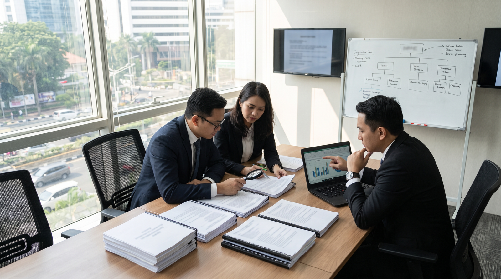 Company representatives checking information for an NIB Indonesia application