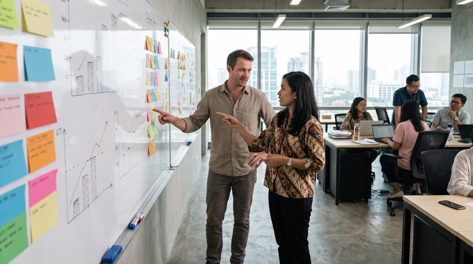 Foreign founder and Indonesian adviser planning office, hiring, banking and compliance workstreams