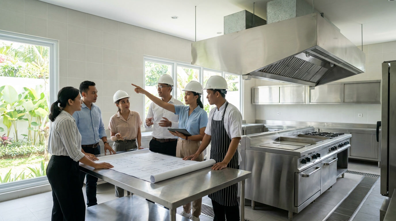 Professional review of restaurant premises, kitchen flow and Indonesian licensing requirements