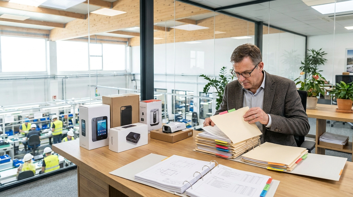 Compliance manager preparing technical records for SNI certification